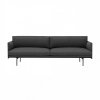 Muuto OUTLINE Sofa 3-Osobowa - Ciemnoszara - Tkanina Remix 163 / Czarne Nogi